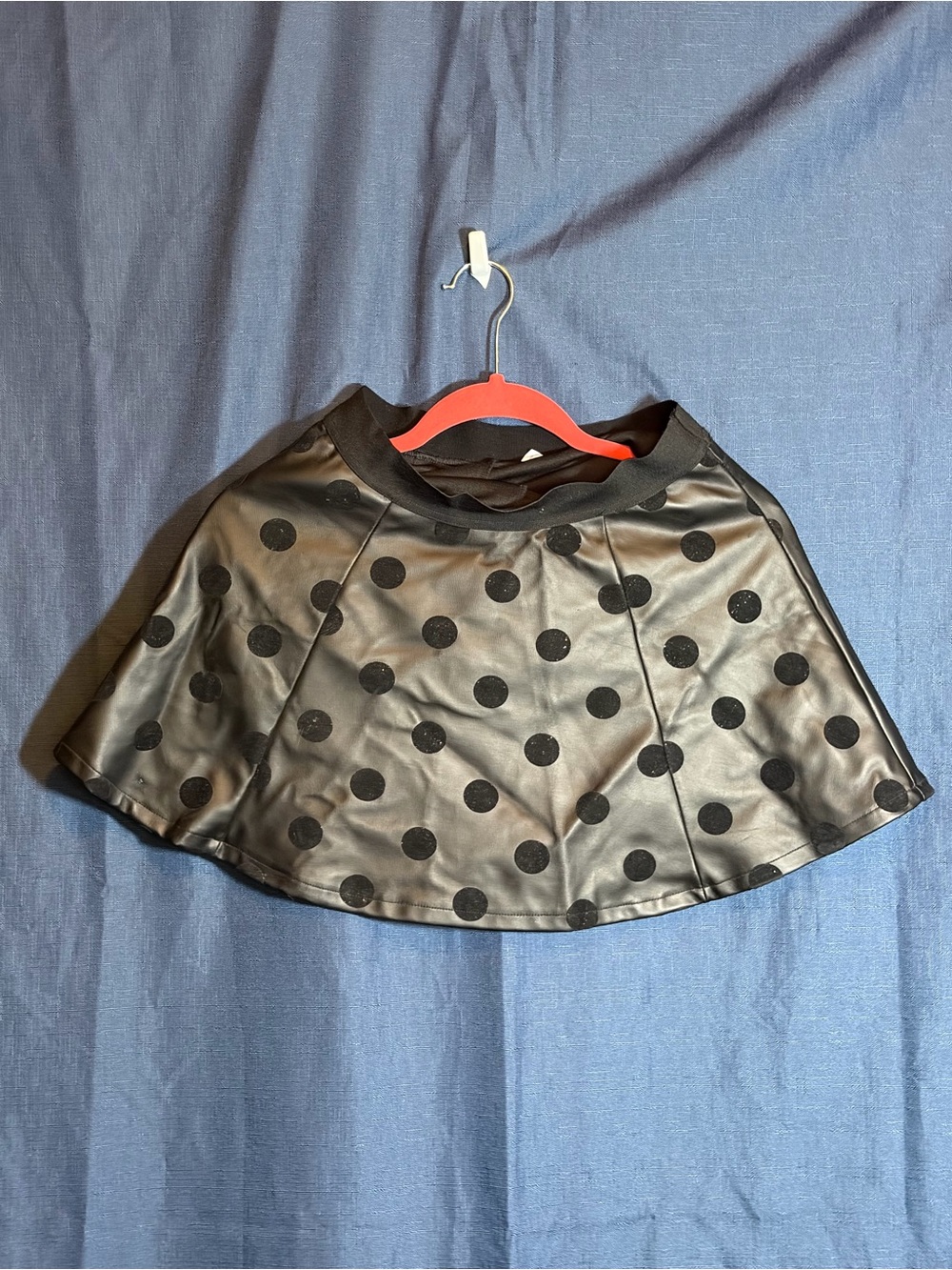 Justice Black Polka Dot Faux Leather Skater Skirt